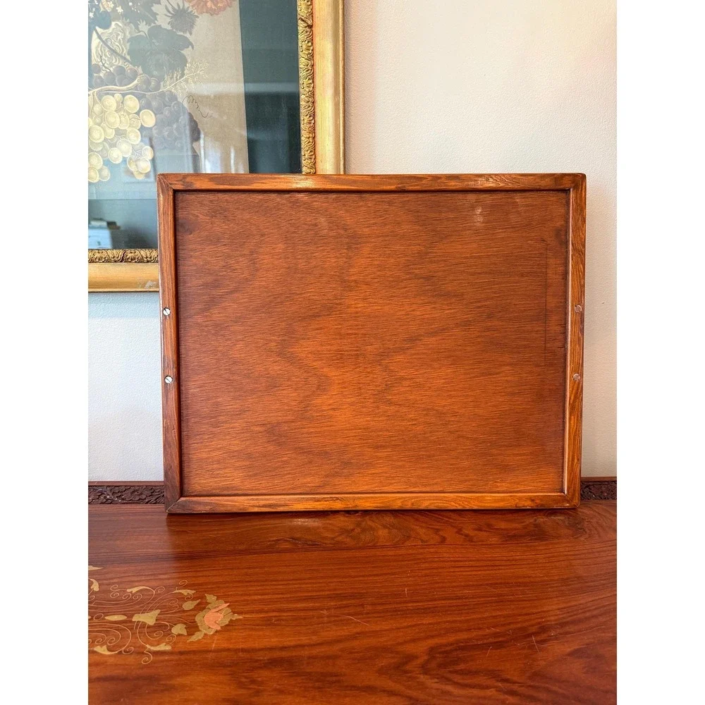 Vintage Hand Painted Floral‎ Wood Tray With Handles